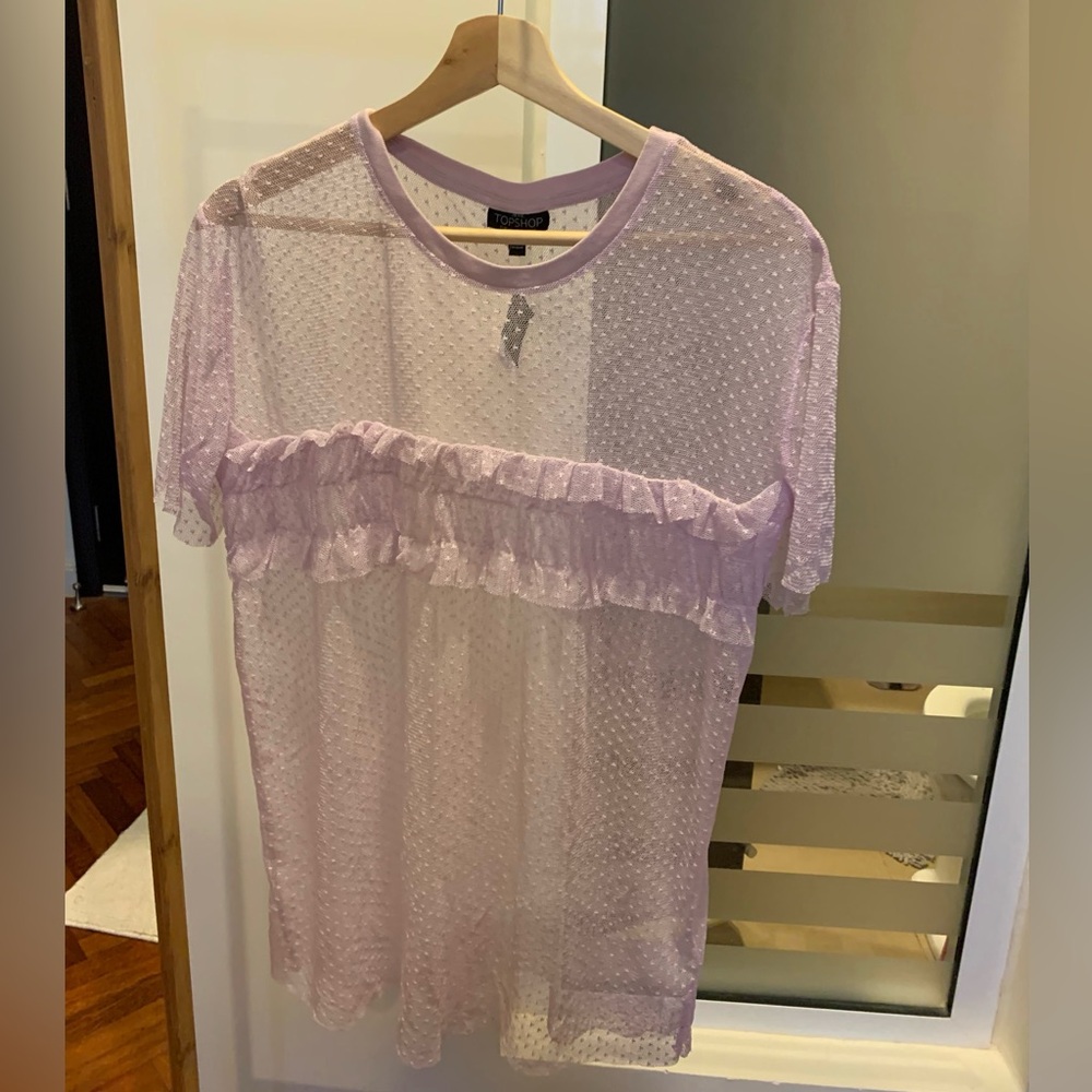 Topshop Coquette summer mesh top in purple